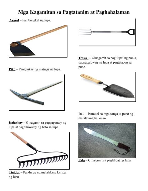 Mga Kasangkapan: Tools in Tagalog.